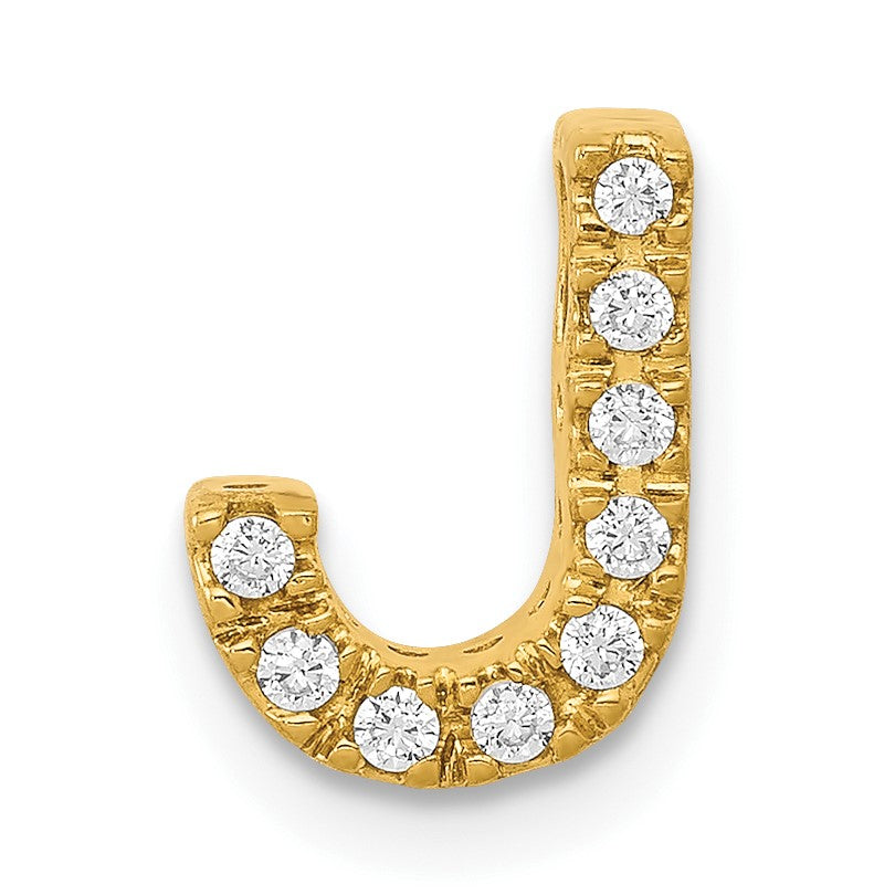 10K Gelbgold 10K Diamant Buchstabe J Initiale Charm