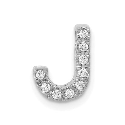 14K Weißgold Charm mit echtem Diamant, Buchstabe J