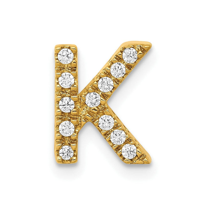10K Gelbgold 10K Diamant Buchstabe K Initiale Charm