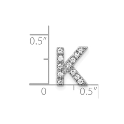 14K Weißgold Charm mit echtem Diamant – Initiale Buchstabe K