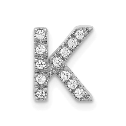 14K Weißgold Charm mit echtem Diamant – Initiale Buchstabe K