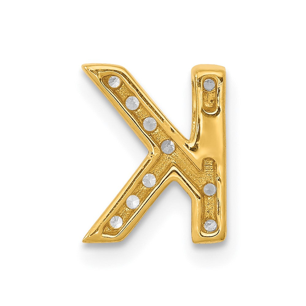 14K Gelbgold Echter Diamant Buchstabe K Initial-Charm