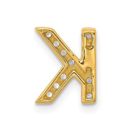 14K Gelbgold Echter Diamant Buchstabe K Initial-Charm