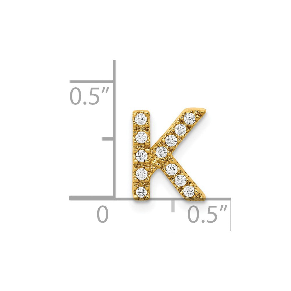14K Gelbgold Echter Diamant Buchstabe K Initial-Charm