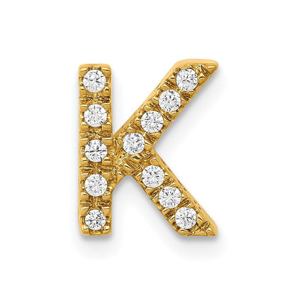 14K Gelbgold Echter Diamant Buchstabe K Initial-Charm