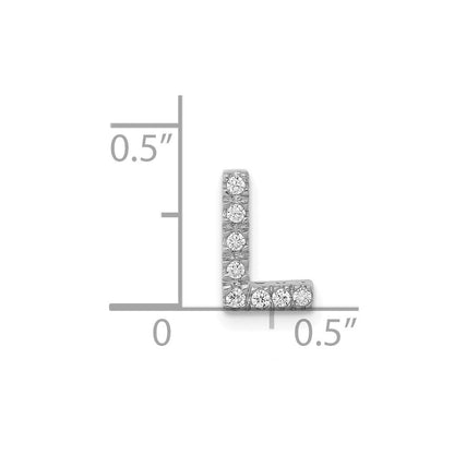 14K Weißgold Echtdiamant Buchstabe L Initial-Charm