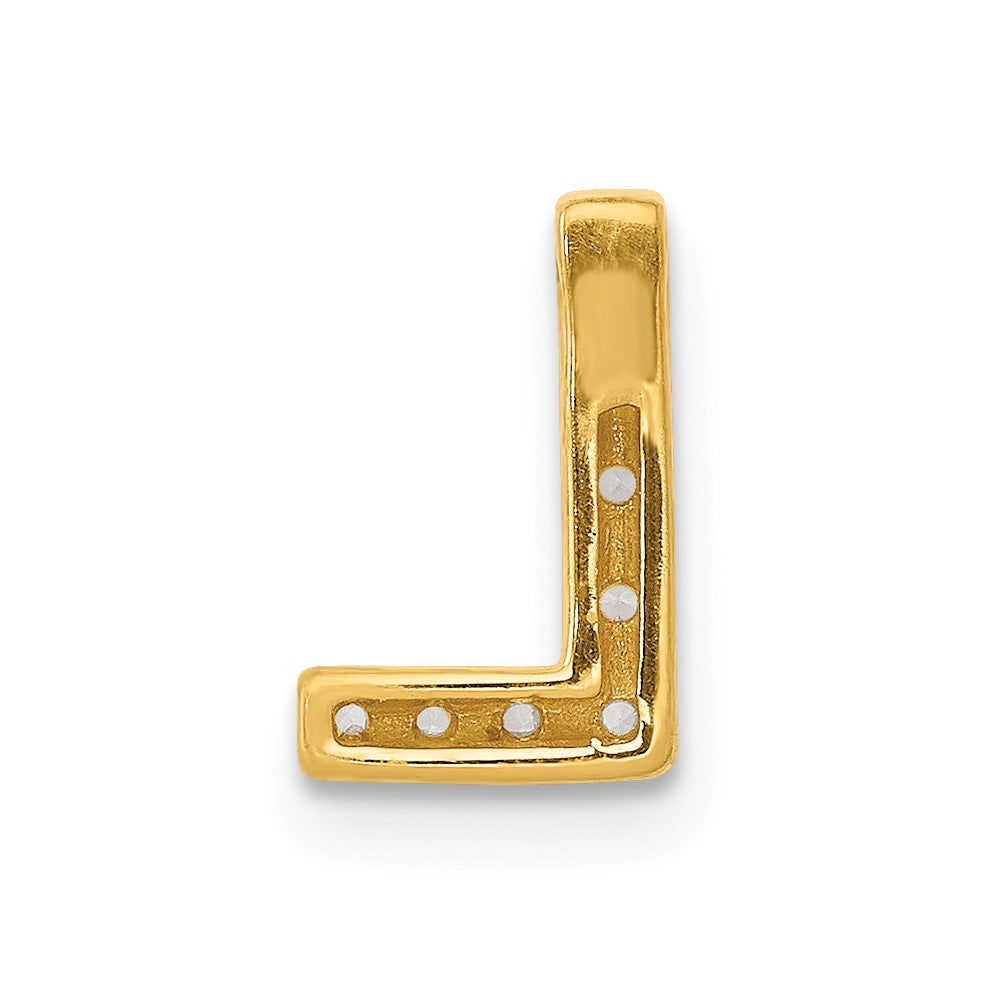 14K Gelbgold Echte Diamant-Buchstaben-Charm „L“