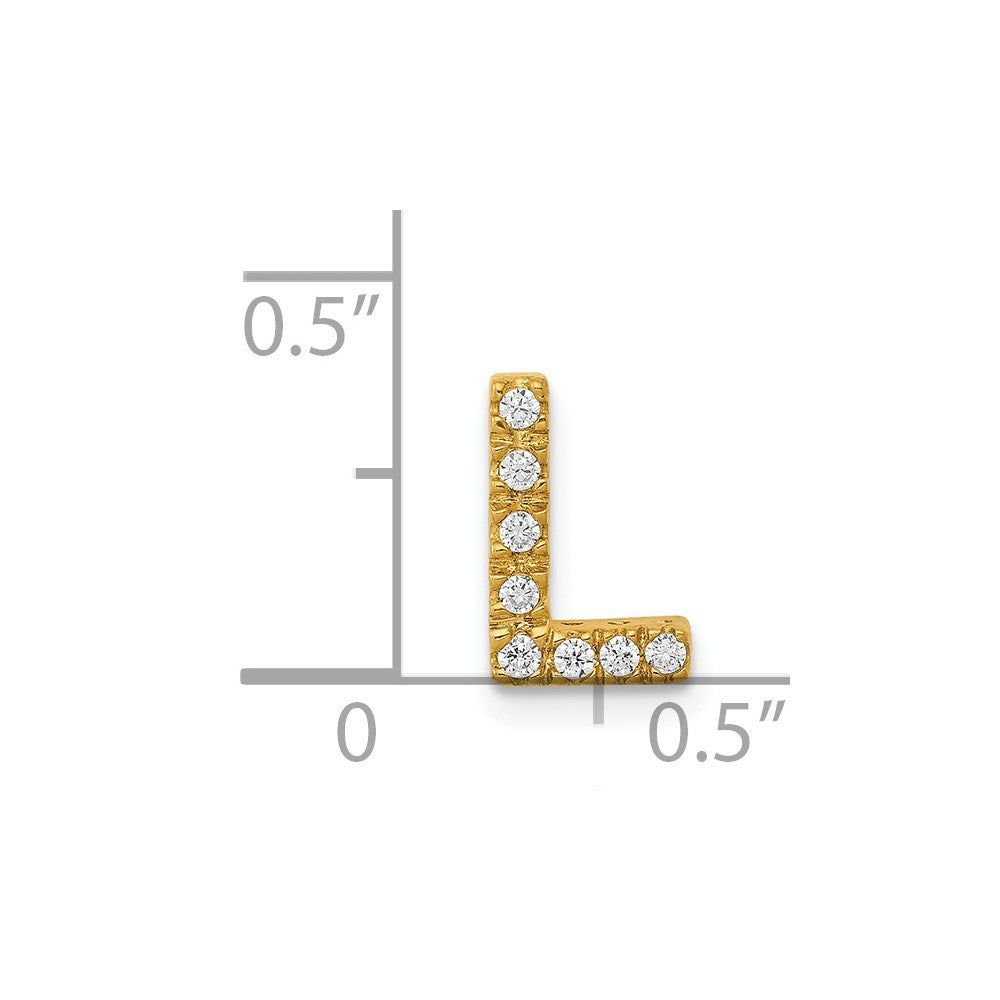 14K Gelbgold Echte Diamant-Buchstaben-Charm „L“