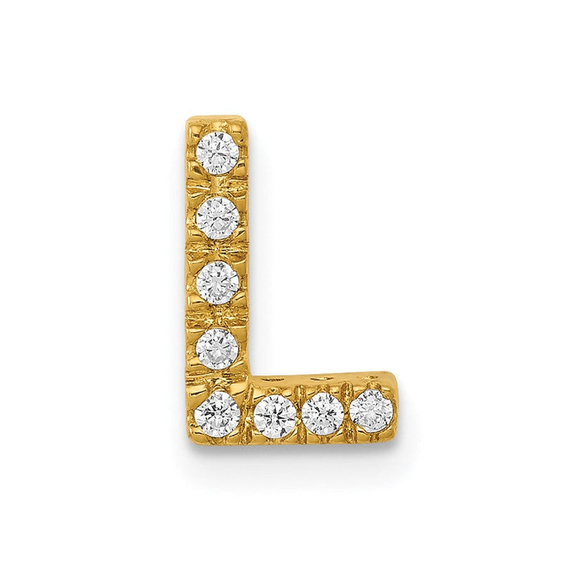 14K Gelbgold Echte Diamant-Buchstaben-Charm „L“