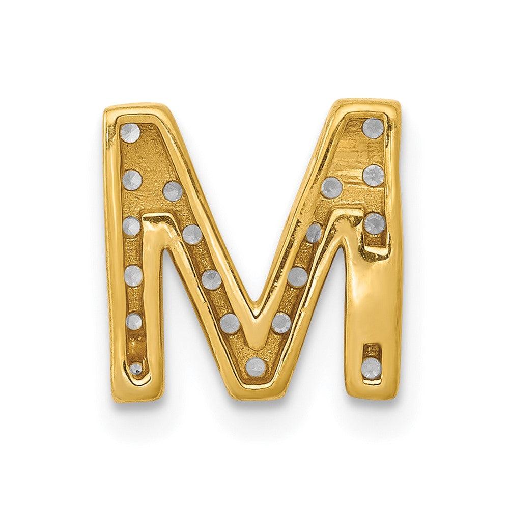 14K Gelbgold Echter Diamant Buchstabe M Initial-Charm