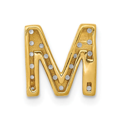 14K Gelbgold Echter Diamant Buchstabe M Initial-Charm