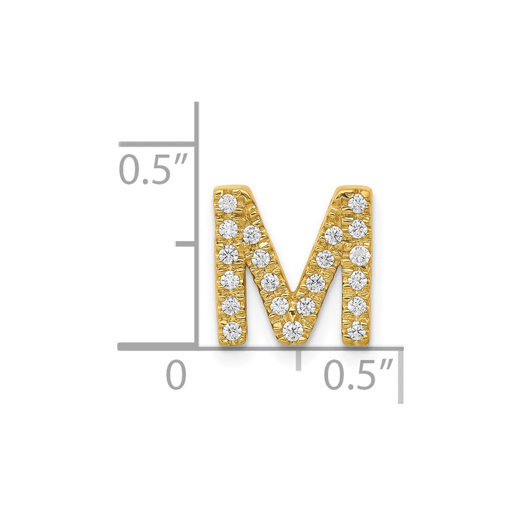 14K Gelbgold Echter Diamant Buchstabe M Initial-Charm