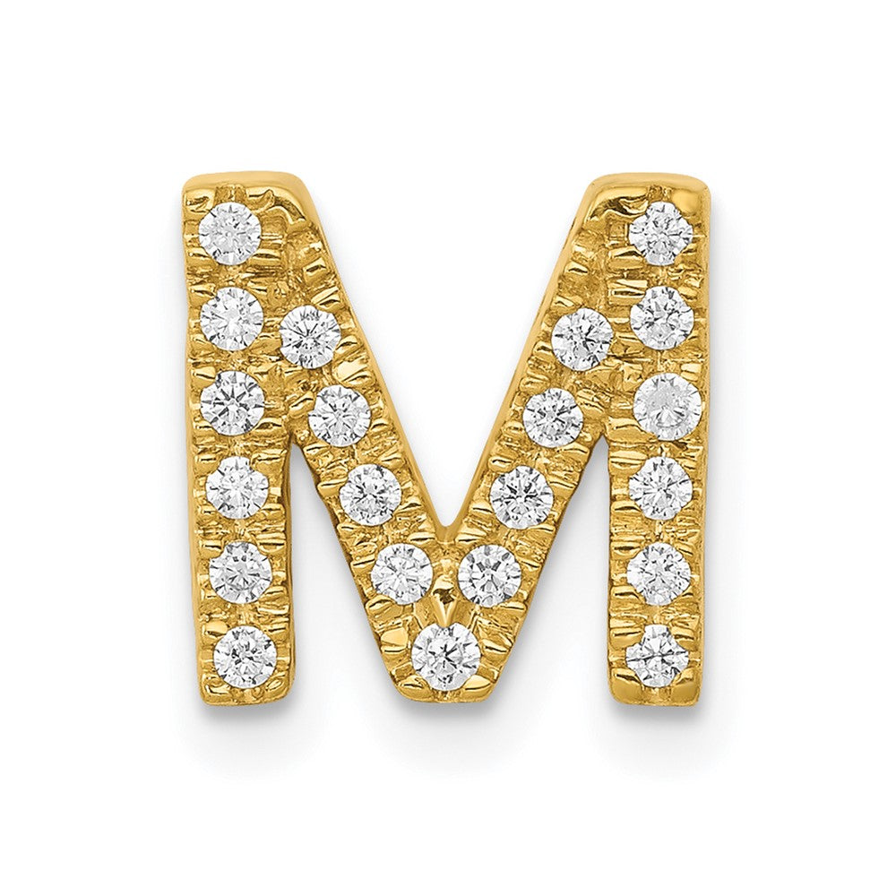14K Gelbgold Echter Diamant Buchstabe M Initial-Charm