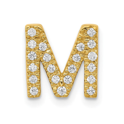 14K Gelbgold Echter Diamant Buchstabe M Initial-Charm
