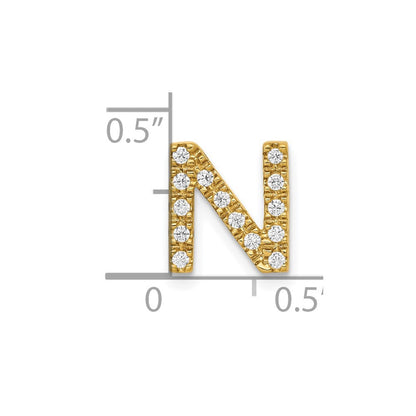 10K Gelbgold 10K Diamant Buchstabe N Initiale Charm