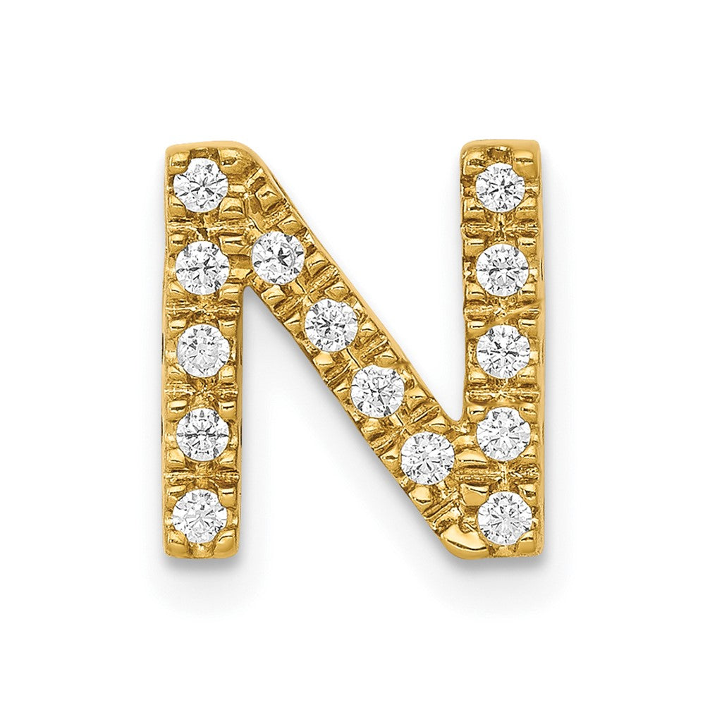 10K Gelbgold 10K Diamant Buchstabe N Initiale Charm