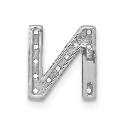 14K Weißgold Charm mit echtem Diamant, Buchstabe N