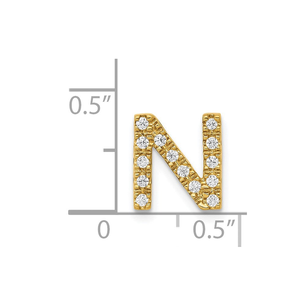 14K Gelbgold Initial-Charm „N“ mit echtem Diamant