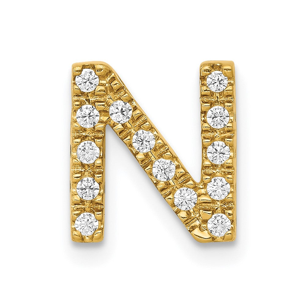 14K Gelbgold Initial-Charm „N“ mit echtem Diamant