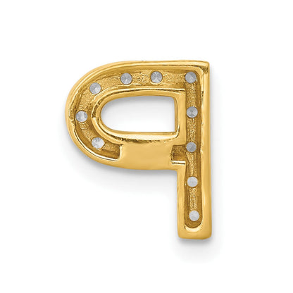 10K Gelbgold 10K Diamant Buchstabe P Initiale Charm