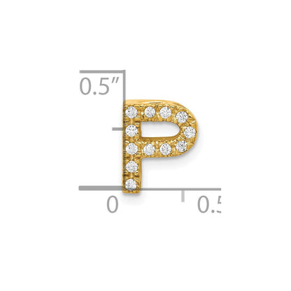 10K Gelbgold 10K Diamant Buchstabe P Initiale Charm
