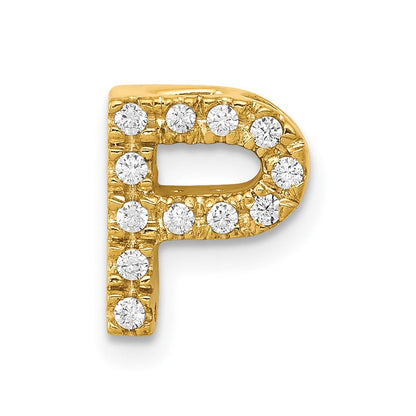 10K Gelbgold 10K Diamant Buchstabe P Initiale Charm