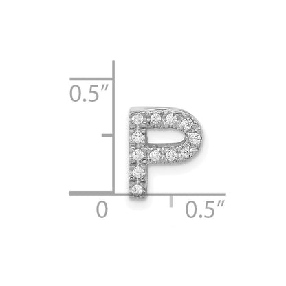 14K Weißgold Echter Diamant Buchstabe P Initial-Charm