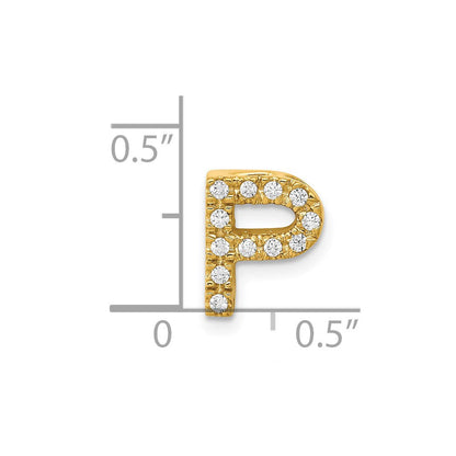 14K Gelbgold Charm mit echtem Diamant, Initiale Buchstabe P
