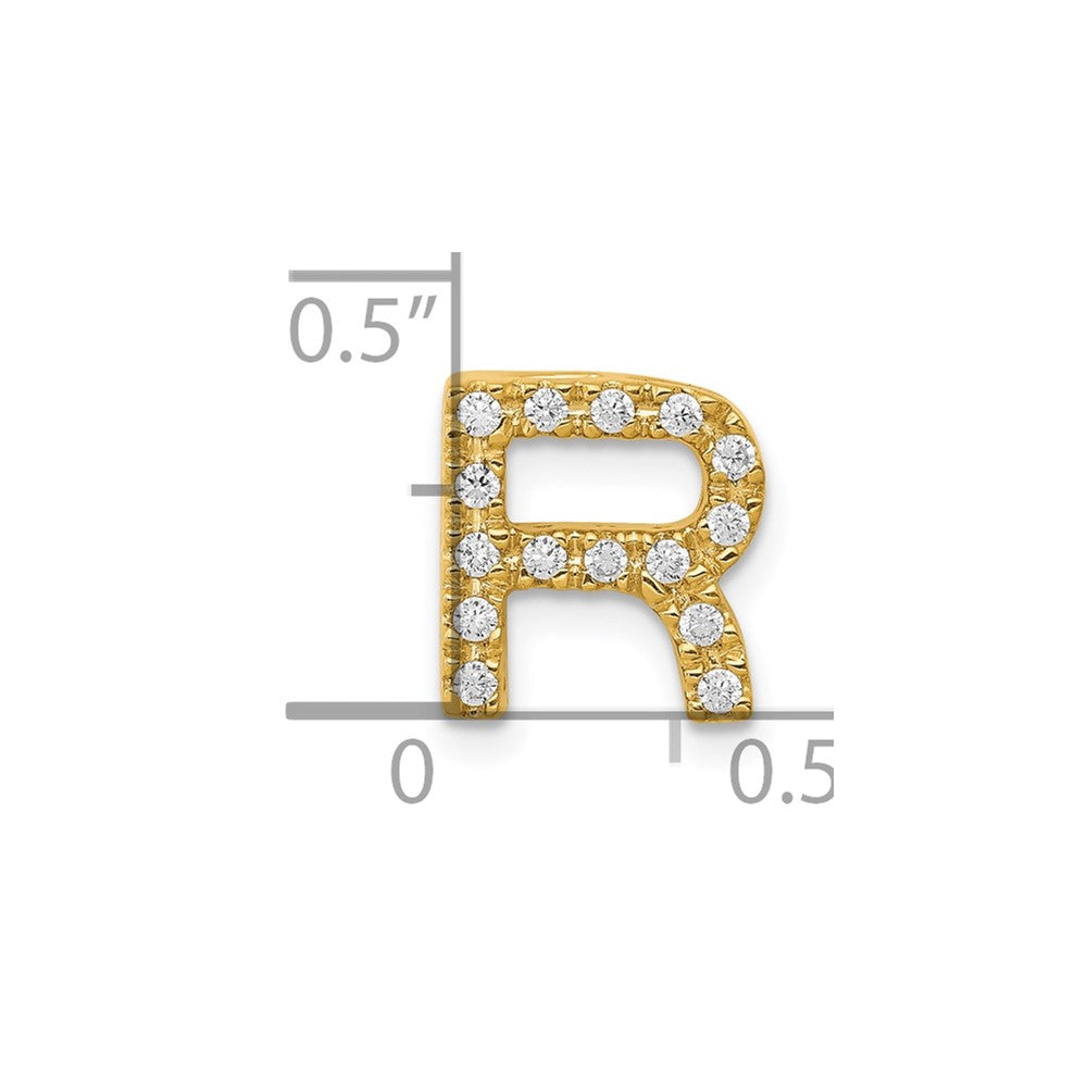 10K Gelbgold 10K Diamant Buchstabe R Initiale Charm