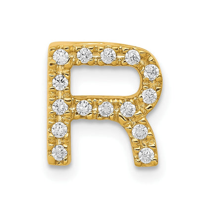 10K Gelbgold 10K Diamant Buchstabe R Initiale Charm