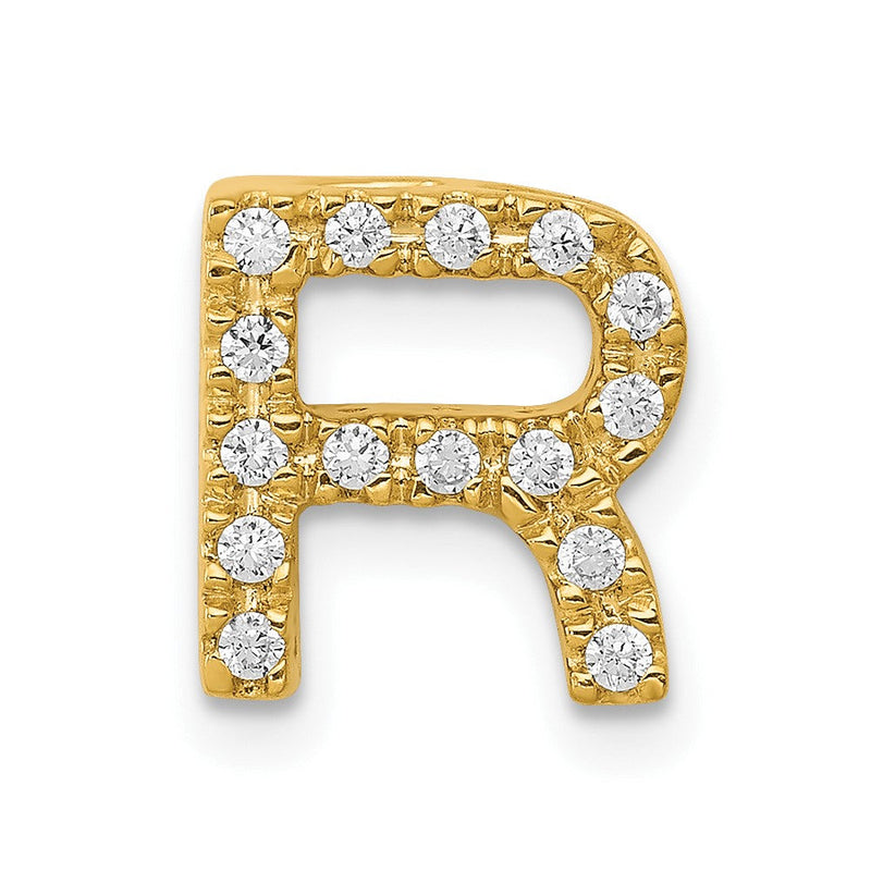 10K Gelbgold 10K Diamant Buchstabe R Initiale Charm