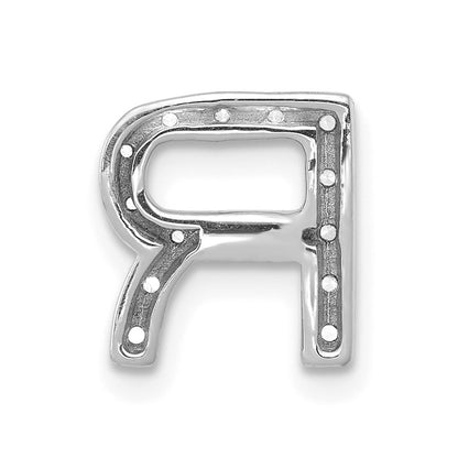 14K Weißgold Charm mit echtem Diamant-Initialbuchstaben „R“