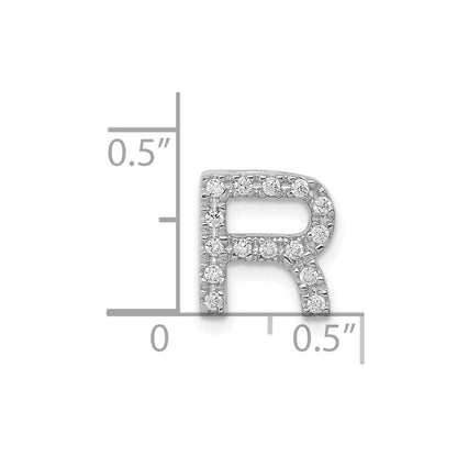 14K Weißgold Charm mit echtem Diamant-Initialbuchstaben „R“