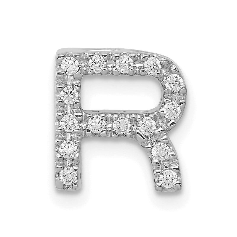 14K Weißgold Charm mit echtem Diamant-Initialbuchstaben „R“