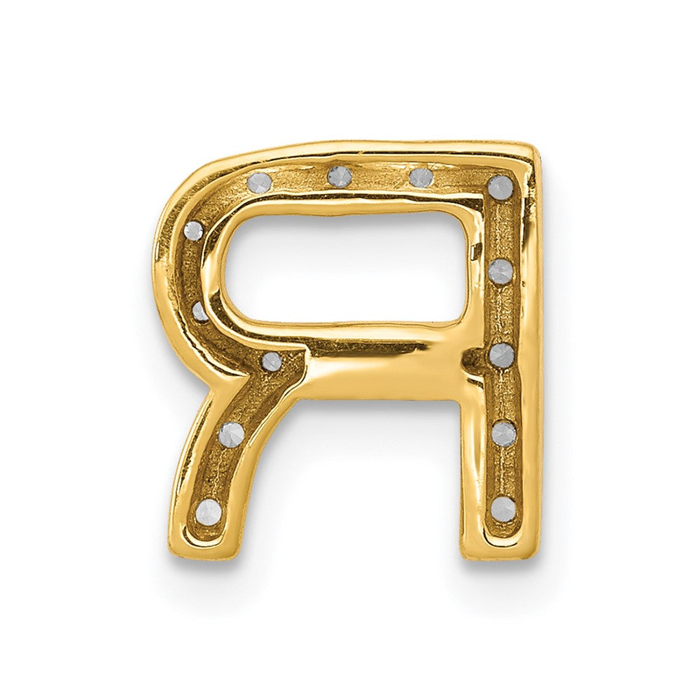 14K Gelbgold Echter Diamant Buchstabe R Initial-Charm
