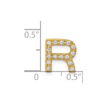 14K Gelbgold Echter Diamant Buchstabe R Initial-Charm