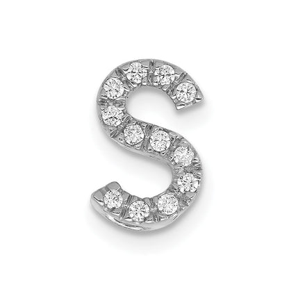14K Weißgold Echter Diamant Buchstabe S Initial-Charm