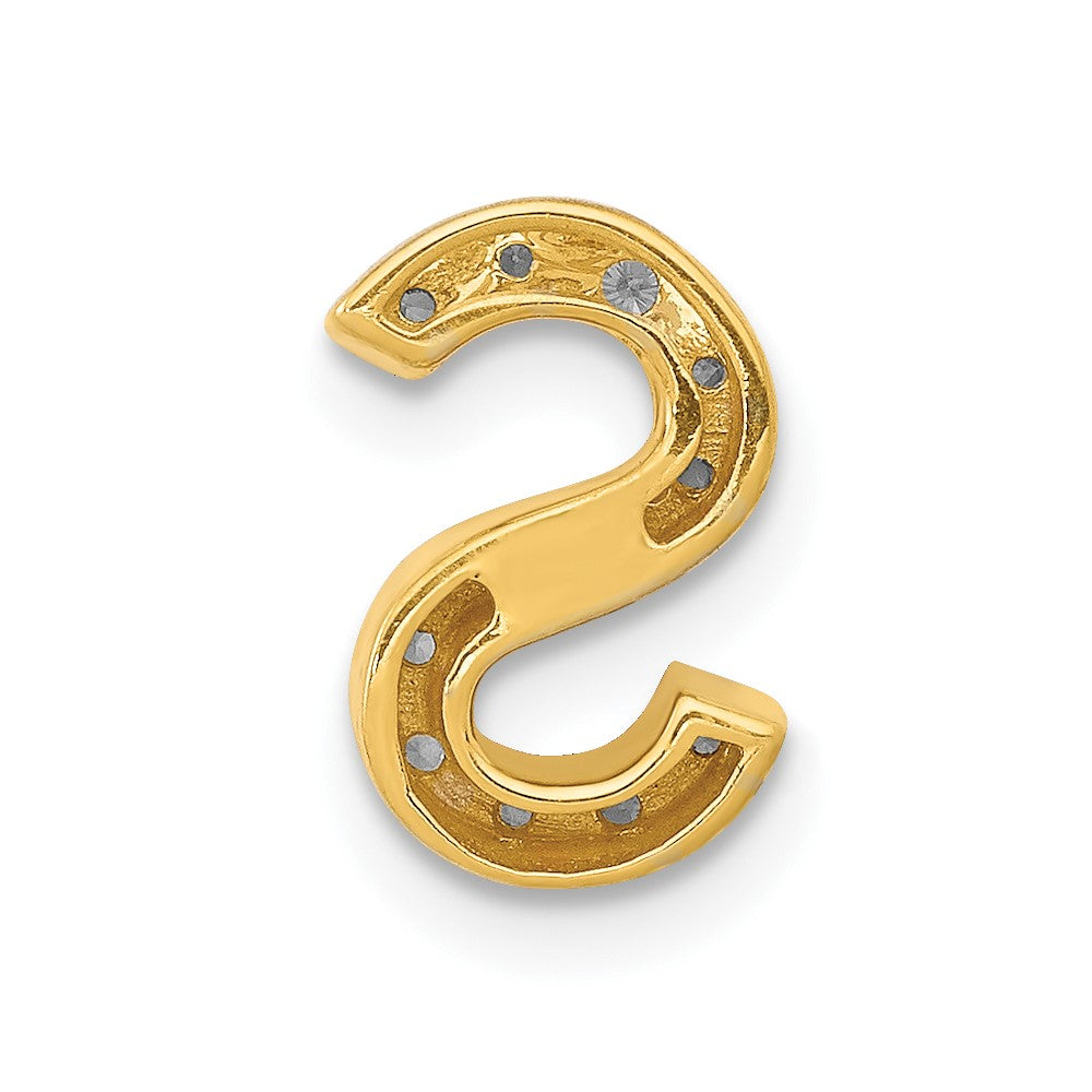 14K Gelbgold Echter Diamant Buchstabe S Initial-Charm
