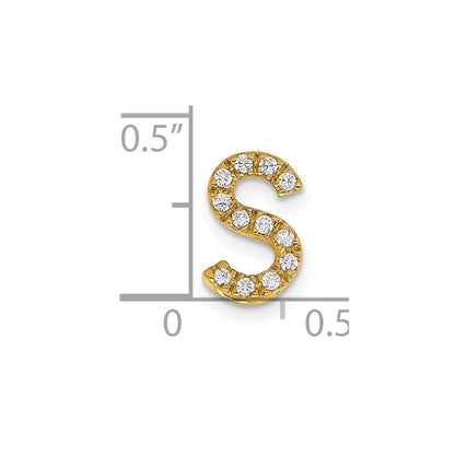 14K Gelbgold Echter Diamant Buchstabe S Initial-Charm