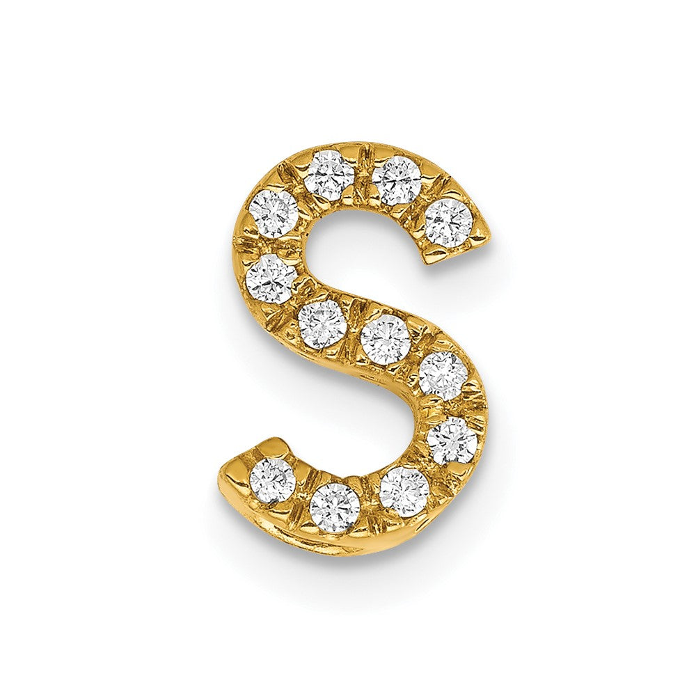 14K Gelbgold Echter Diamant Buchstabe S Initial-Charm