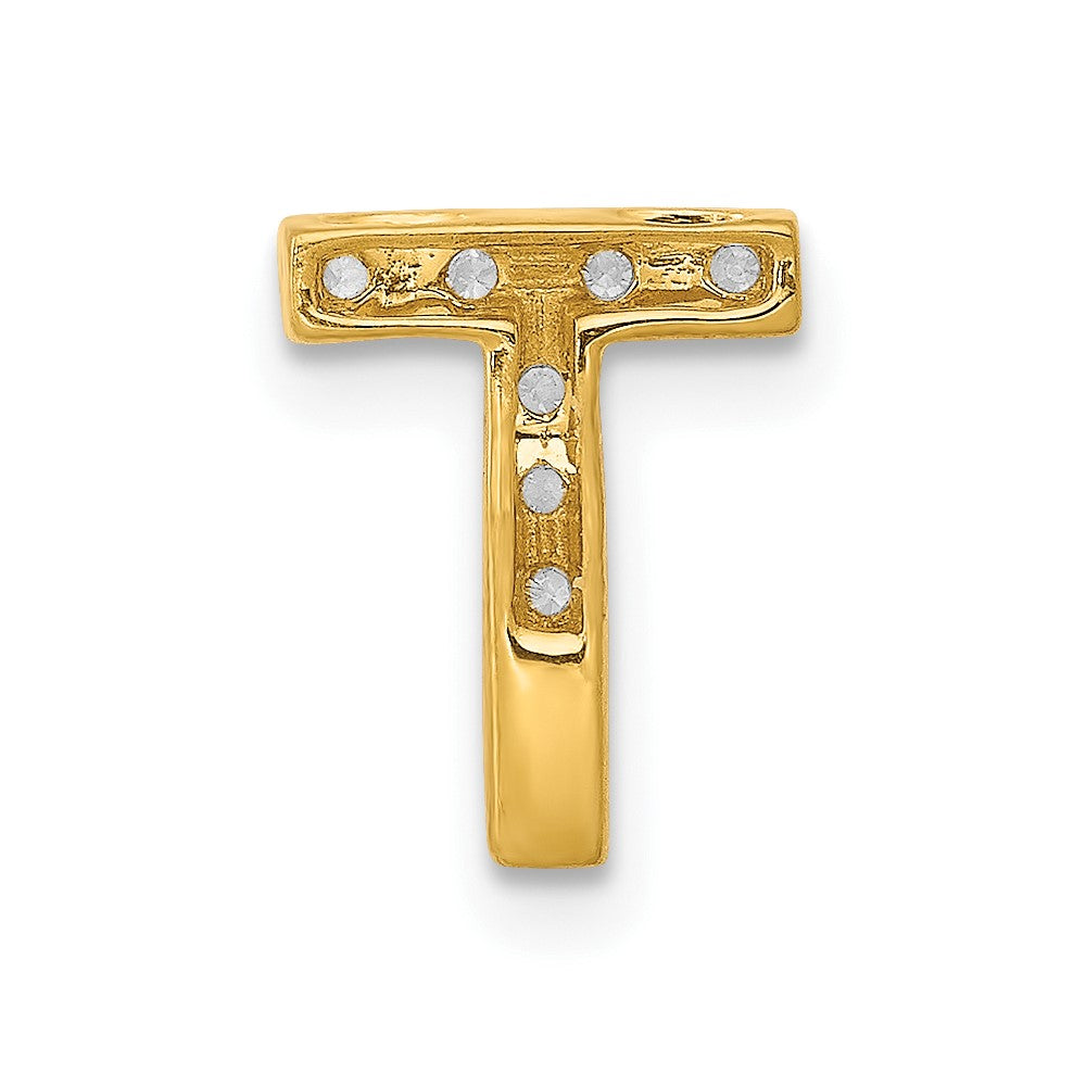 10K Gelbgold 10K Diamant Buchstabe T Initiale Charm