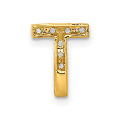10K Gelbgold 10K Diamant Buchstabe T Initiale Charm