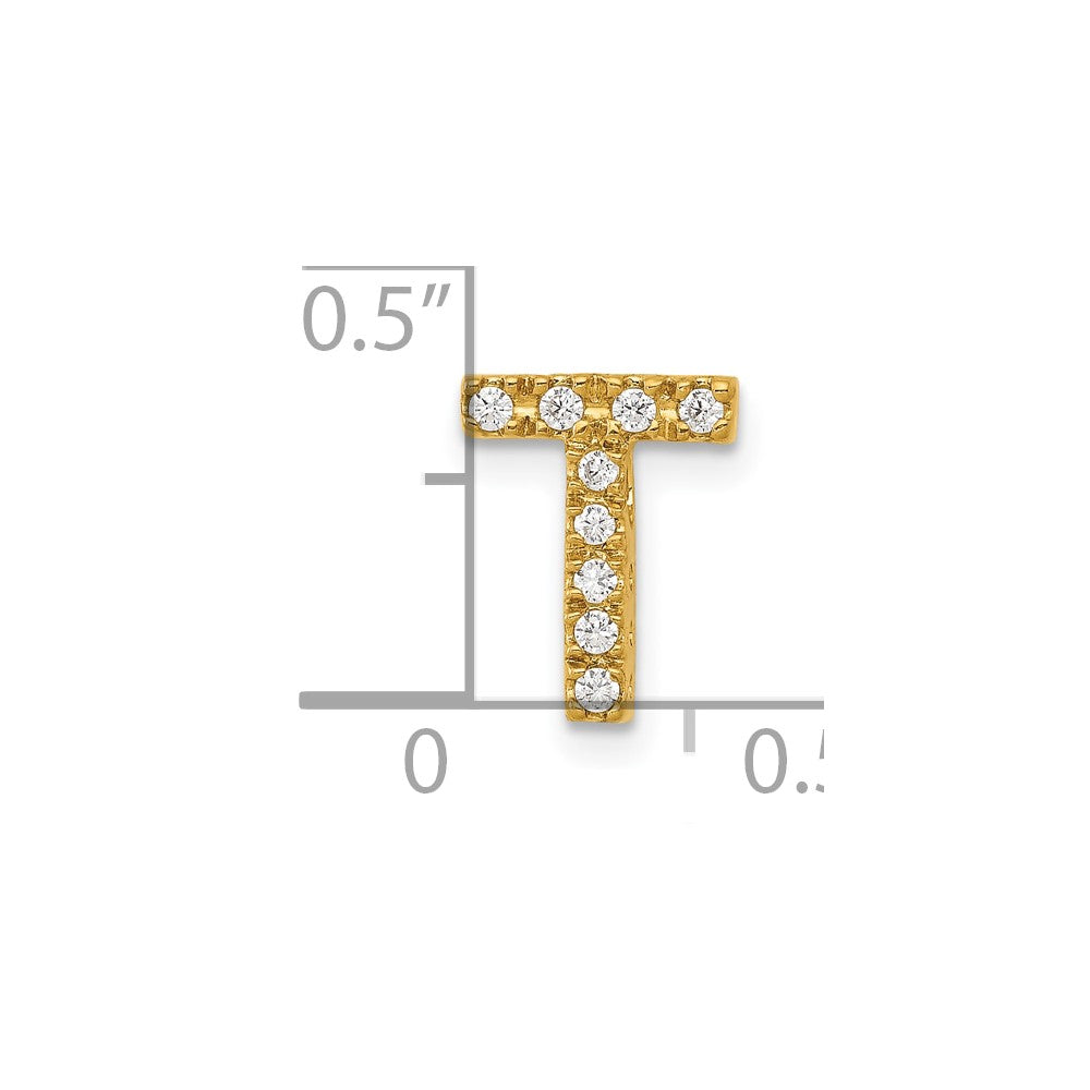 10K Gelbgold 10K Diamant Buchstabe T Initiale Charm