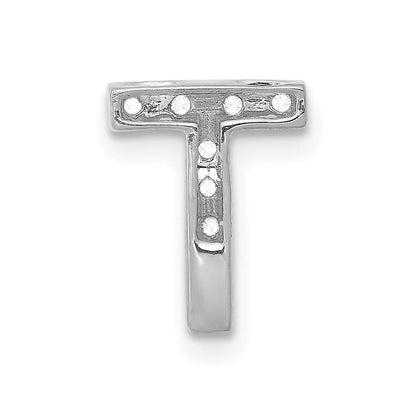 14K Weißgold Echtdiamant-Charm Initial-Buchstabe T