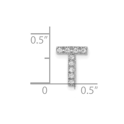 14K Weißgold Echtdiamant-Charm Initial-Buchstabe T