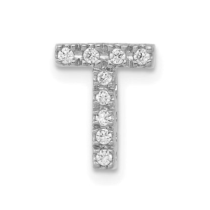 14K Weißgold Echtdiamant-Charm Initial-Buchstabe T
