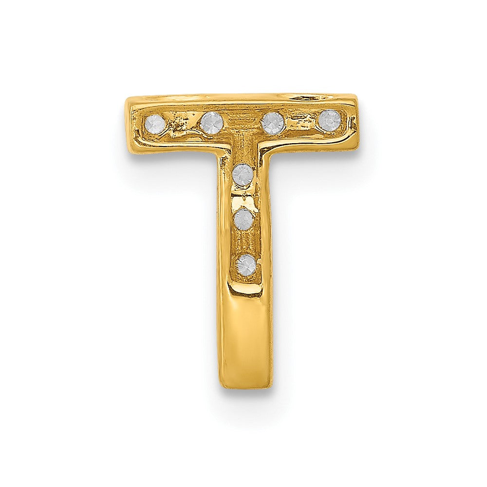 14K Gelbgold Charm mit echtem Diamant Buchstabe „T“
