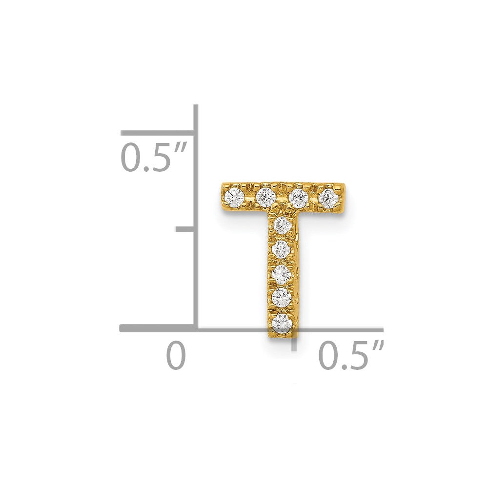 14K Gelbgold Charm mit echtem Diamant Buchstabe „T“