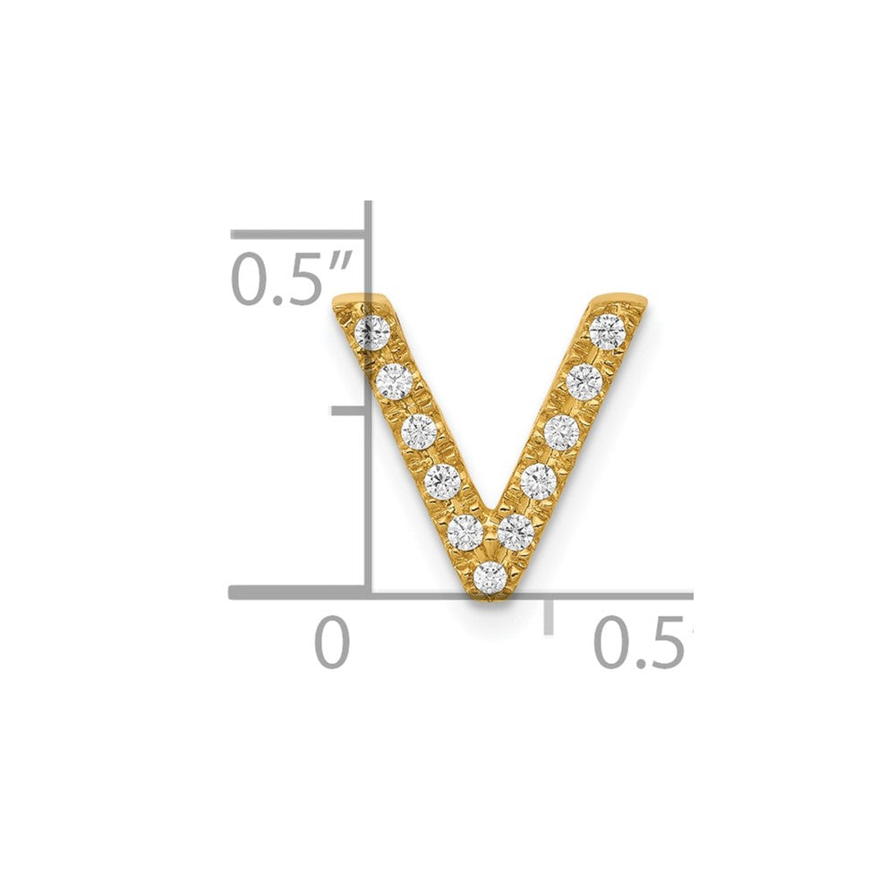 10K Gelbgold 10K Diamant Buchstabe V Initiale Charm