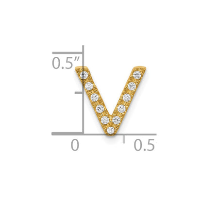 10K Gelbgold 10K Diamant Buchstabe V Initiale Charm